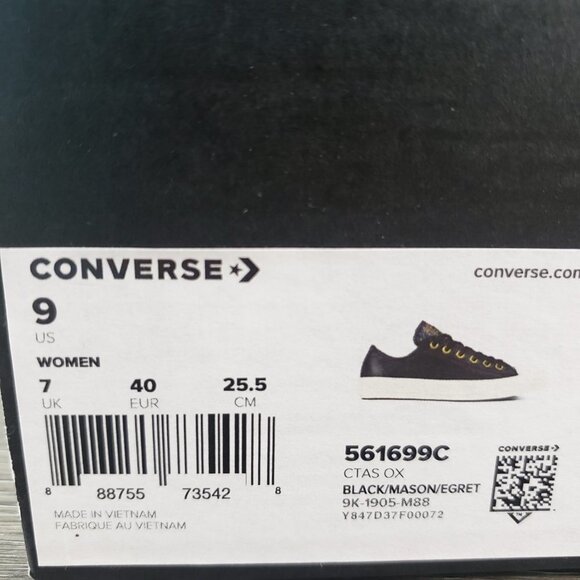 Converse Black and White Sneakers with Gold Accents - Picture 8 of 8